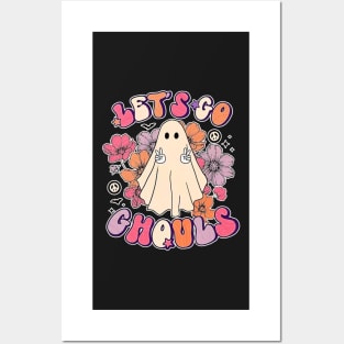 Let's Go Ghouls Halloween Ghost Outfit Costume Retro Groovy Posters and Art